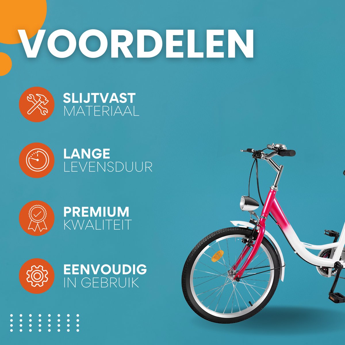 Kinderfiets Rosaline - 20 inch - 6 versnellingen - Roze - Voor meisjes - Peuterfiets - Verstelbaar in hoogte