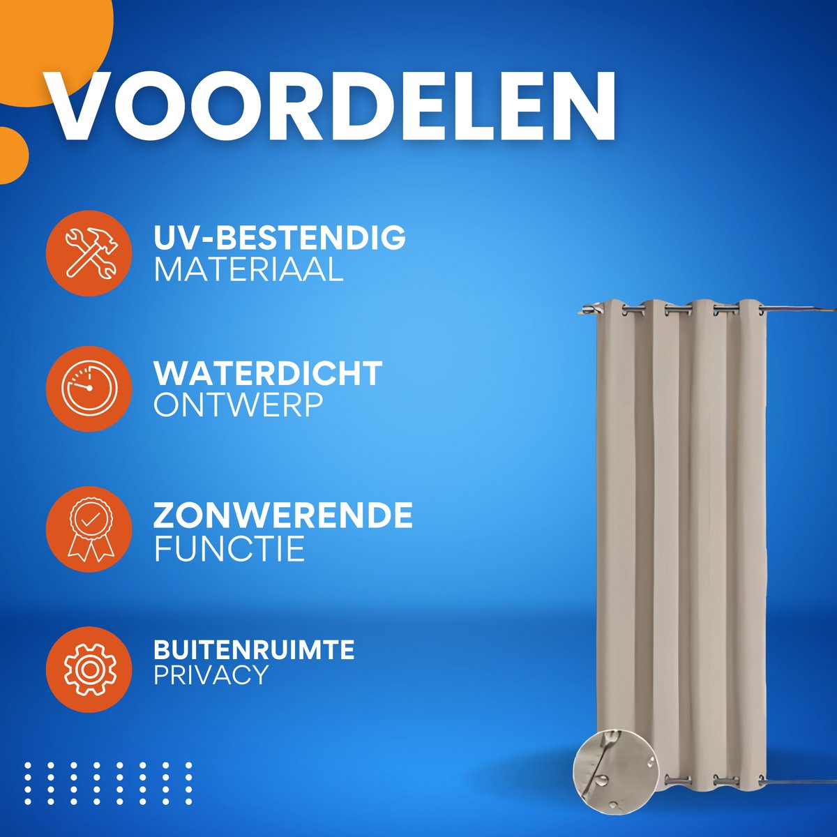 Privacygordijnen - Buitengordijn - Schaduwdoek - Voor Tuin, Veranda of Balkon - UV-bestendig & Zonwerend - Waterdicht Outdoor Design met Doorvoertules - Kleur: Beige-W96xL55in-244x140cm