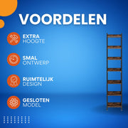 Boekenkast - 200cm - Hoog - Wandplank - Boekenrek - 7-laags