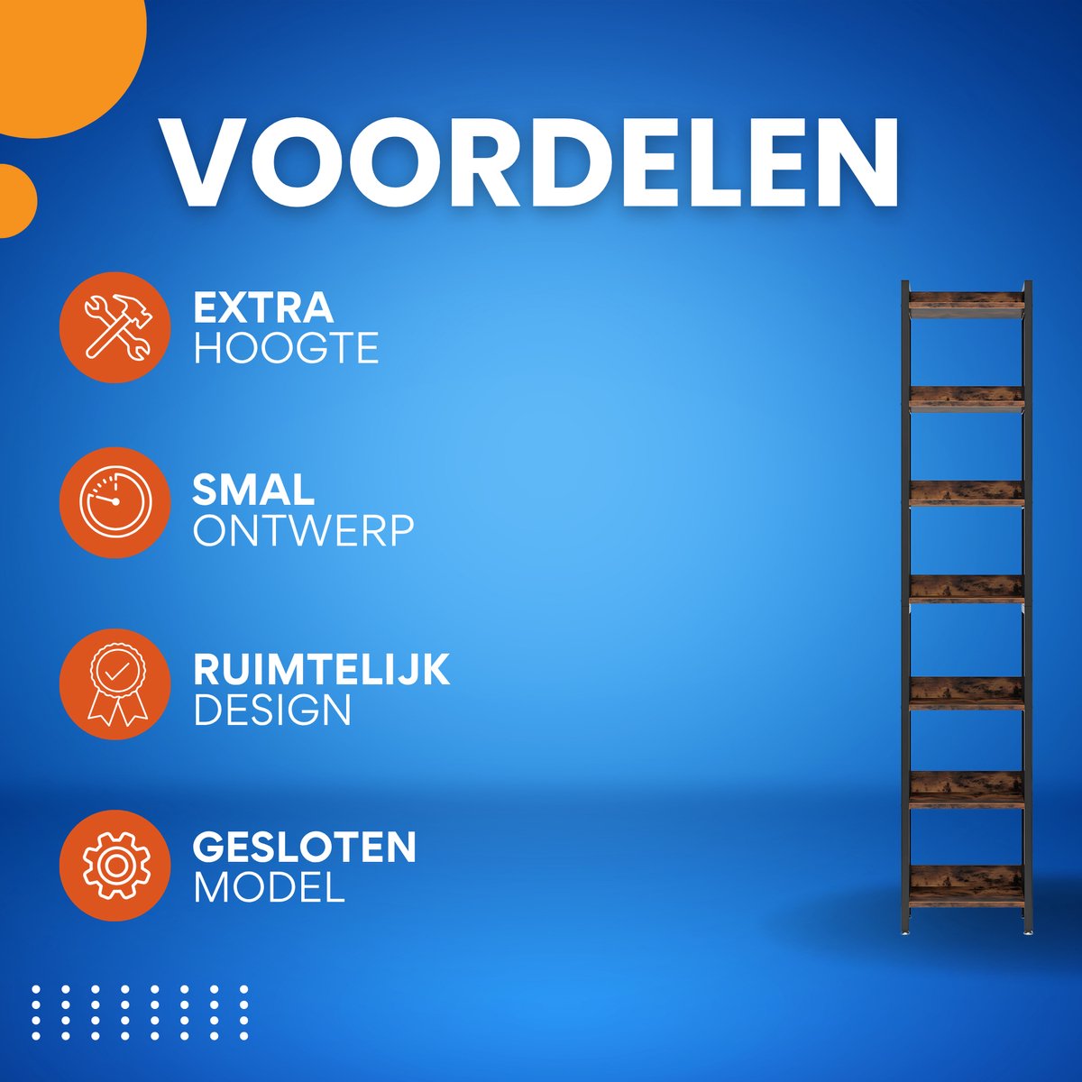 Boekenkast - 200cm - Hoog - Wandplank - Boekenrek - 7-laags