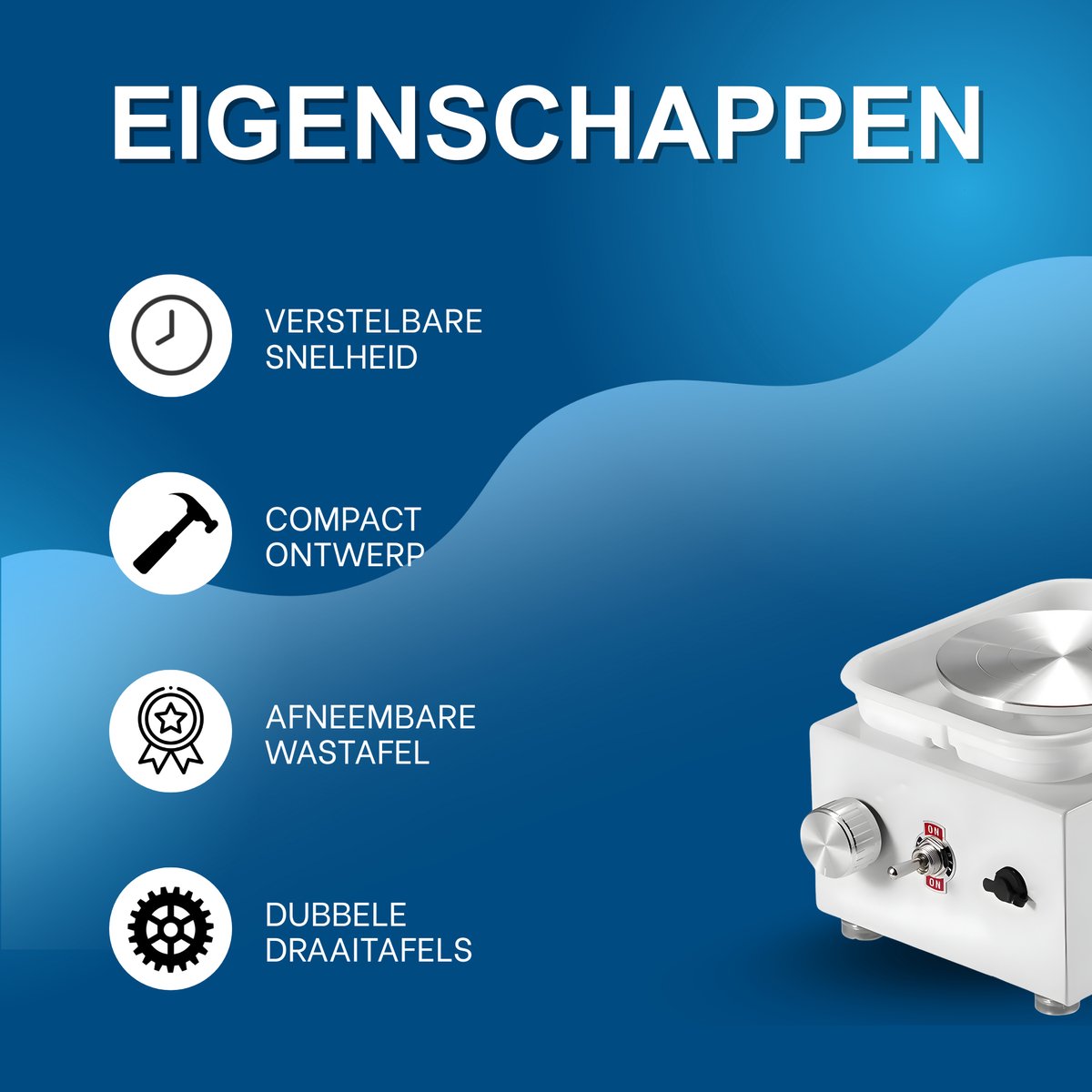Elektrisch Mini Aardewerkdraaiwiel – Draaischijf - Pottenbakkersschijf - Voor Thuis & DIY – Wit