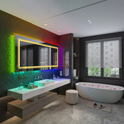 Badkamerspiegel Luvio - Met RGB verlichting - 105x50cm - Rechthoekig - Voor Badkamer, Make-up & Wandmontage - Dimbaar licht