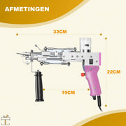 Happyment Borduurmachine pistool - Tufting Gun 2 In 1 - Tuftpistool - Naaimachine - Tapijten - Beginnerspakket – Roze