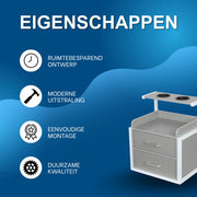 Wandkast - Hangkast - Muurkast - Opbergmeubel - Voor kapsalon - Opbergkast met wandmontage -Grijs/Zilver