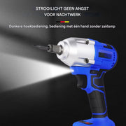 Accu-Slagmoersleutel 1,3cm - 21V - 420Nm Koppel - 3-in-1 Elektrische Moersleutel - Inclusief 2x 6.0Ah Accu’s & Oplader