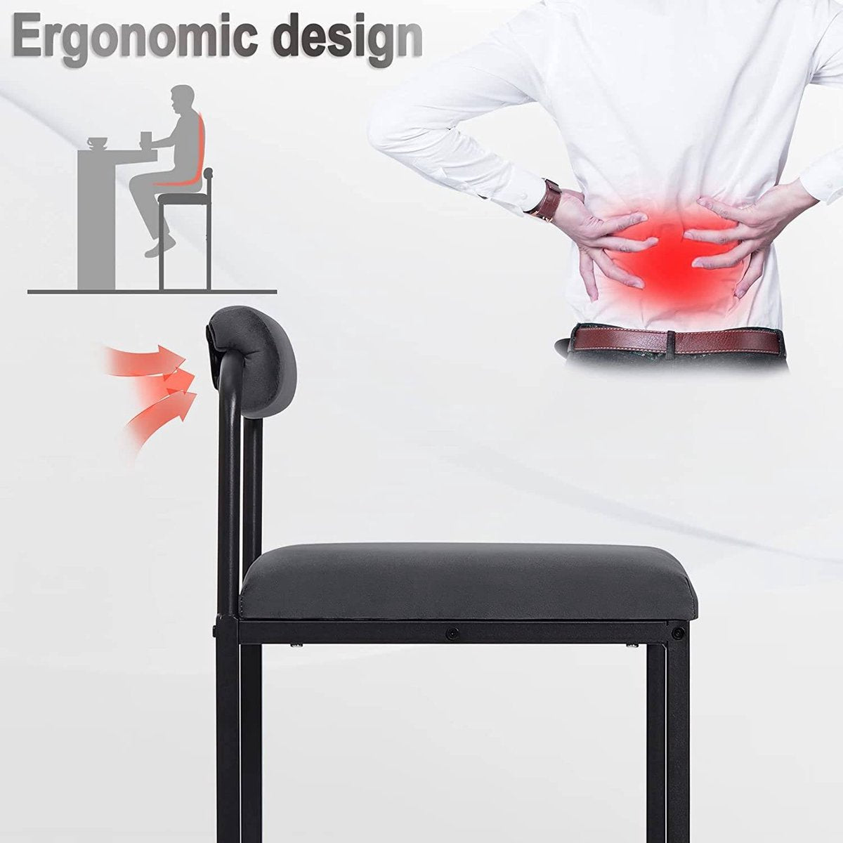 Barkruk Nitto Industrial - Donkergrijs - Barkrukken set van 2 - Barstoel Kruk - Barstoelen met rugleuning - Keukenstoel - Velvet