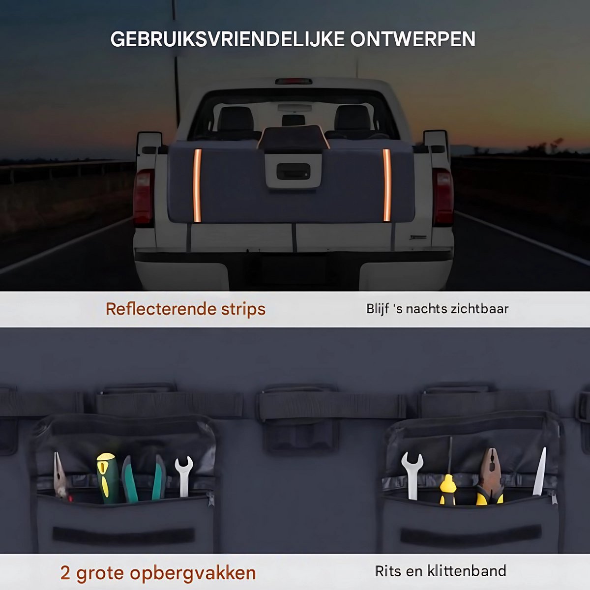 Achterklepkussen 157cm - Pick-Up Kussen - Voor 6 Fietsen - Met Reflectie Strips