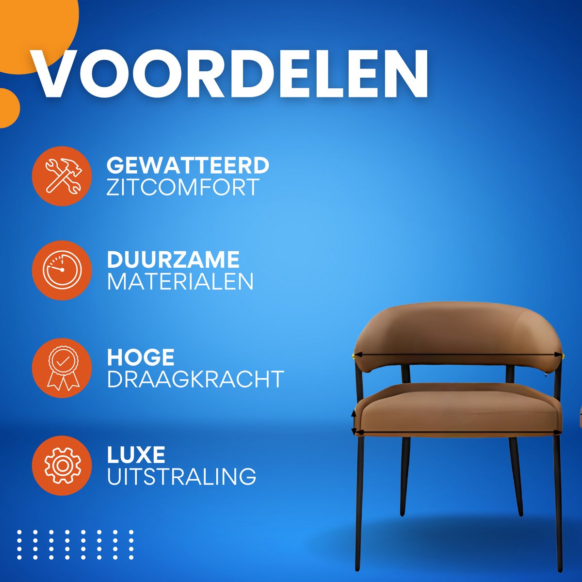 Luxe Keukenstoelen - Set van 2 - Microvezelleer Eetkamerstoelen - Gestoffeerde Zitting voor Restaurant, Hotel of Kantoor
