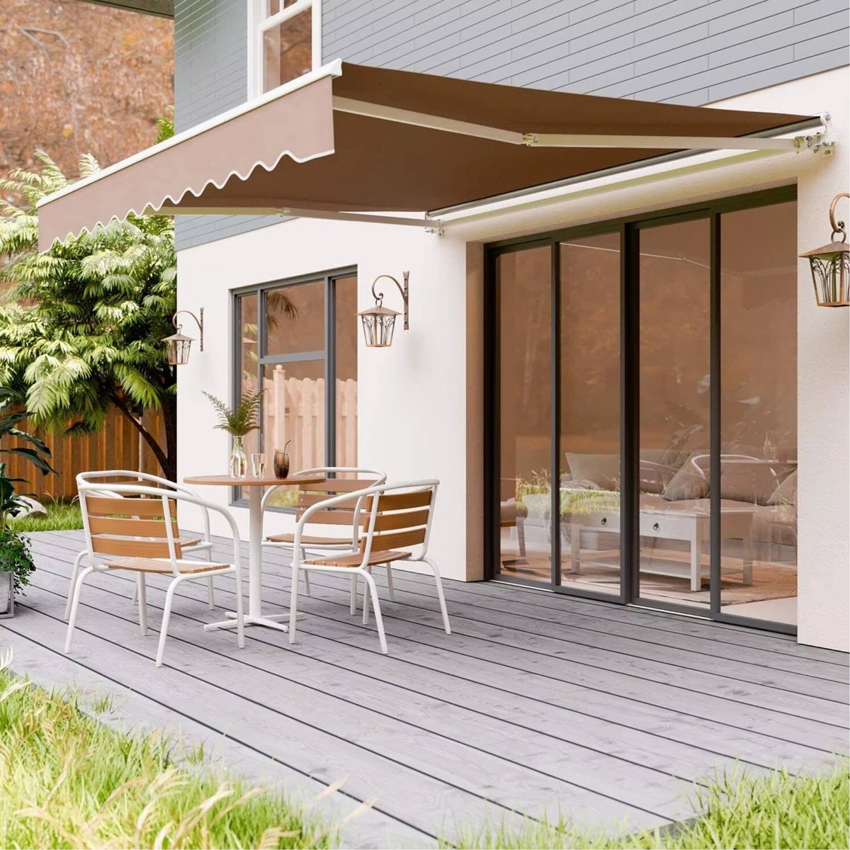 Zonluifel Balkon - Intrekbare Gelede Armluifel voor Windbestendige Zonneschermbescherming - Schuifdakluifel - 3x2,5m