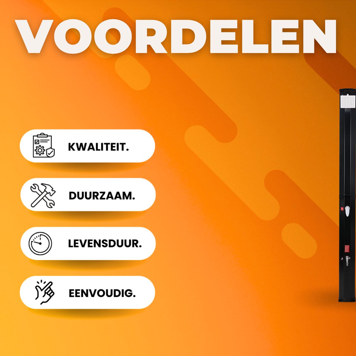 Vrijstaande Buiten Douche - Zwart - Tuindouche - Sauna douche - 360° Zonne-energie Douchekop en Voetspoeluitloop - Temperatuurgestuurd tot 60°C - Met Deksel - 60L