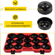 Oliefilter sleutel doppenset - 30-delige set Oliefilterdopsleutelset - Eind kappen - Met 3/8" en 1/2" Aansluiting - Zwart