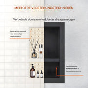 Douchenis - Wandnis - Inbouwnissen- Voor Badkamer & Douche - Zwart - 1 vak - 41x41cm