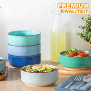 Bellagio Serviesset Elegantia - 6 delig - 6 persoons - Blauw - Dinerborden - Bordenset - Diepe borden - Ontbijtborden - Servies - Keukenservies