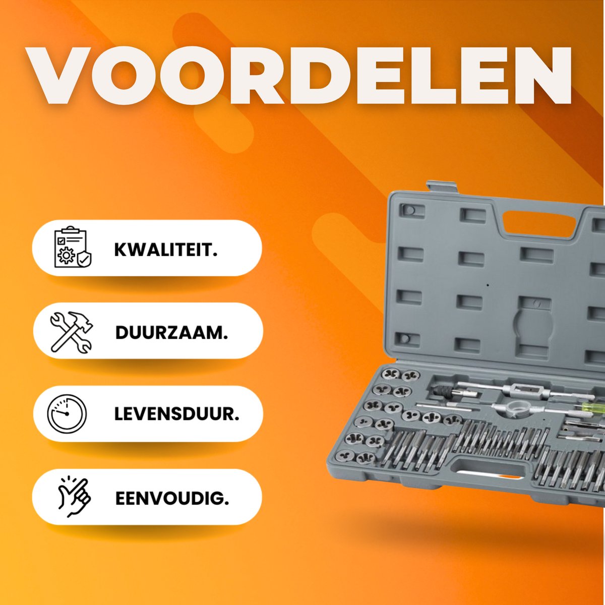 Draadtapset 60 delig - Draadsnijder - Tapset - SchroefdraadTappenset - Draadsnijset - Machinetap van lagerstaal