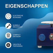 Mini pottenbakkersschijf - Draaischijf - Pottenbakken - Voor keramiek en klei - Elektrisch - Blauw