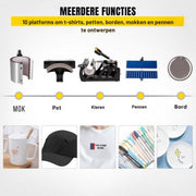 Warmte persmachine - 10 in 1 Hittepers - T-shirt - Transferpers voor Bedrukking