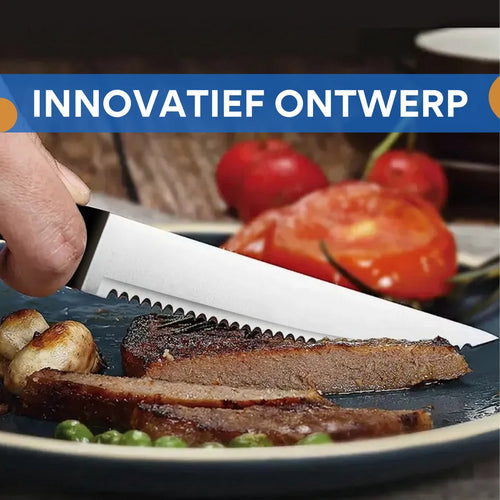 15-delige messenset - Keukenmessen - Messenblok - Voor keuken en koken - RVS messen met schaar, slijpstaaf en massief houten messenblok - Compleet messenset
