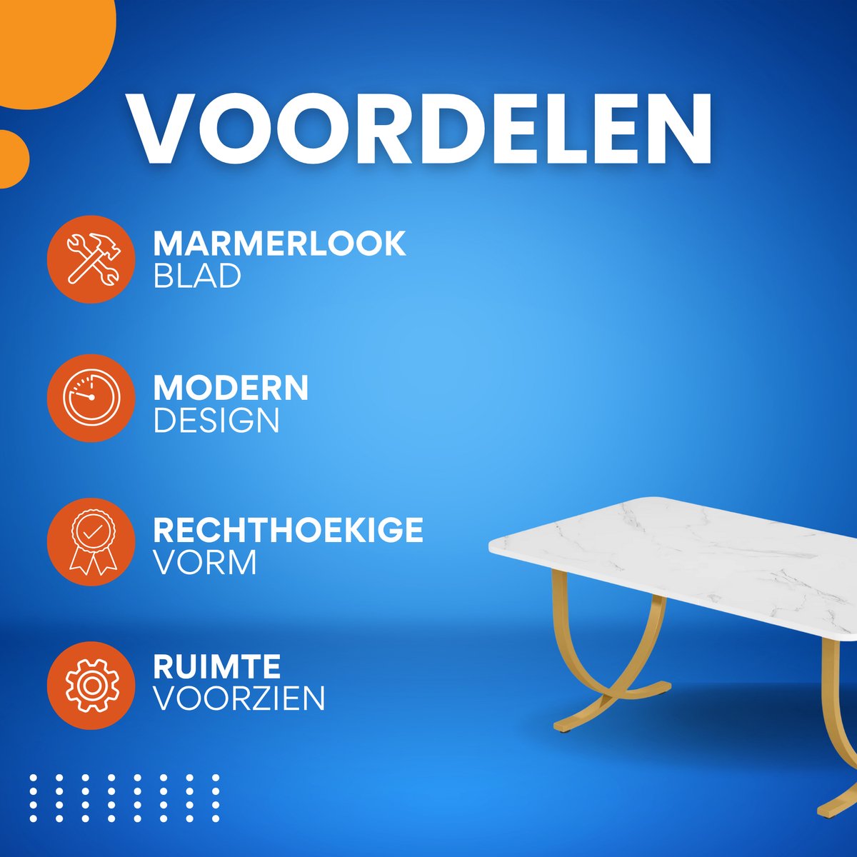 Eettafel Nulia - 160cm - Voor 4-6 Personen - Voor Keukentafel en Eetkamer - Wit