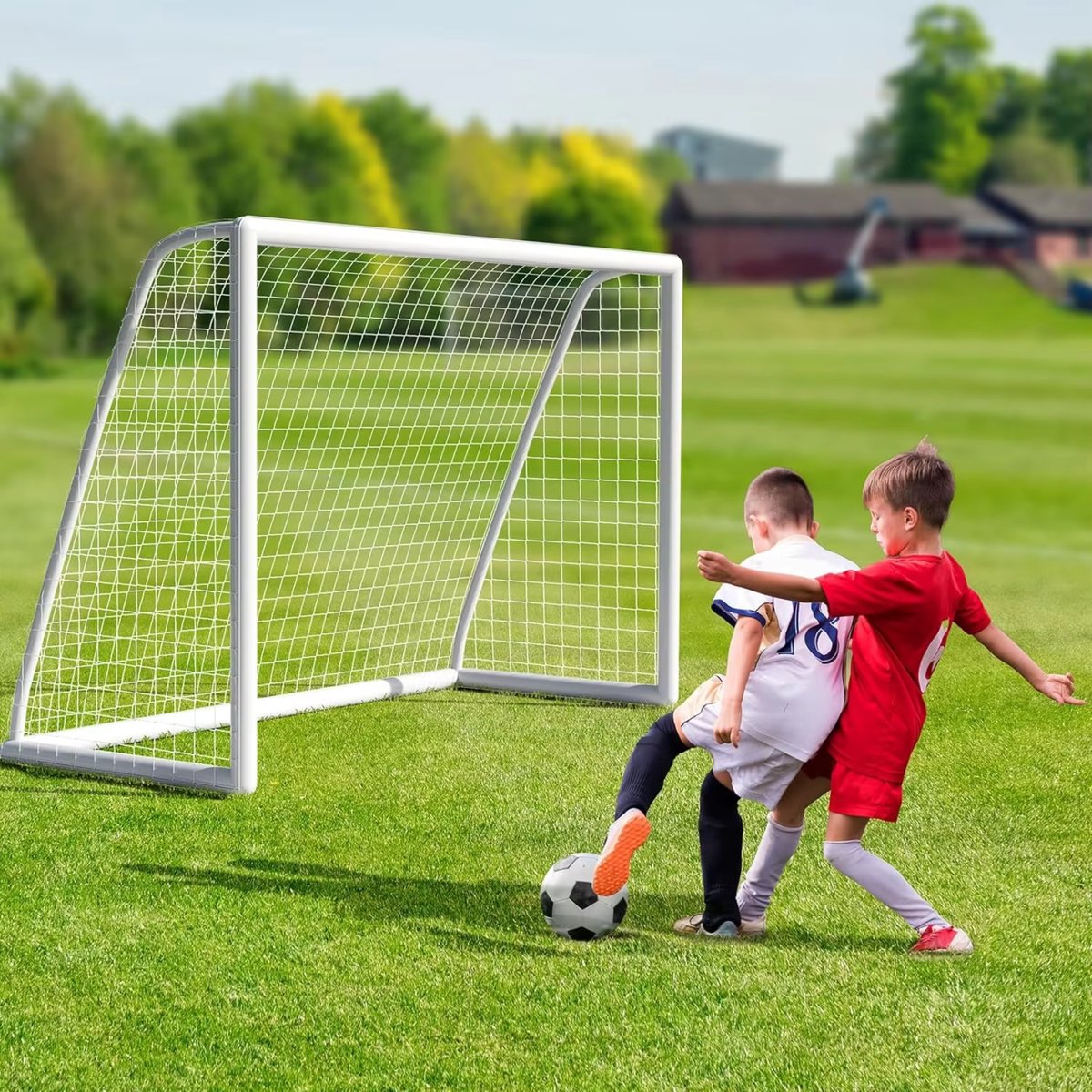 Draagbaar Voetbaldoel - Buitenspeelgoed - Voetbalgoal - Voor Kinderen & Volwassenen - Inclusief 2 Voetbalnetten & Grondpennen - 244 × 152 cm