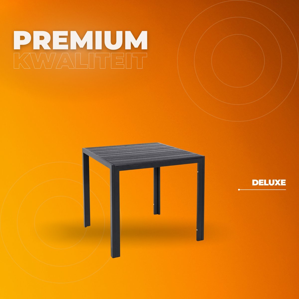 Tuintafel Valora - Aluminium - Voor binnen en buiten - Vierkante vijzettafel tuin - Zwart - Bistrotafel - Eettafel - Hitte- en Weerbestendig