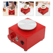Mini pottenbakkersschijf - Draaischijf - Pottenbakken - Voor keramiek en klei - Elektrisch - Rood