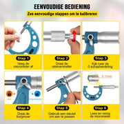 Happyment Micrometer PRO - 4 in 1 - Meetklok - RVS - Opbergdoos