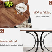 Eettafel Orvion - Ronde Eettafel 120cm - Voor 4 Personen - Voor Keuken en Eetkamer
