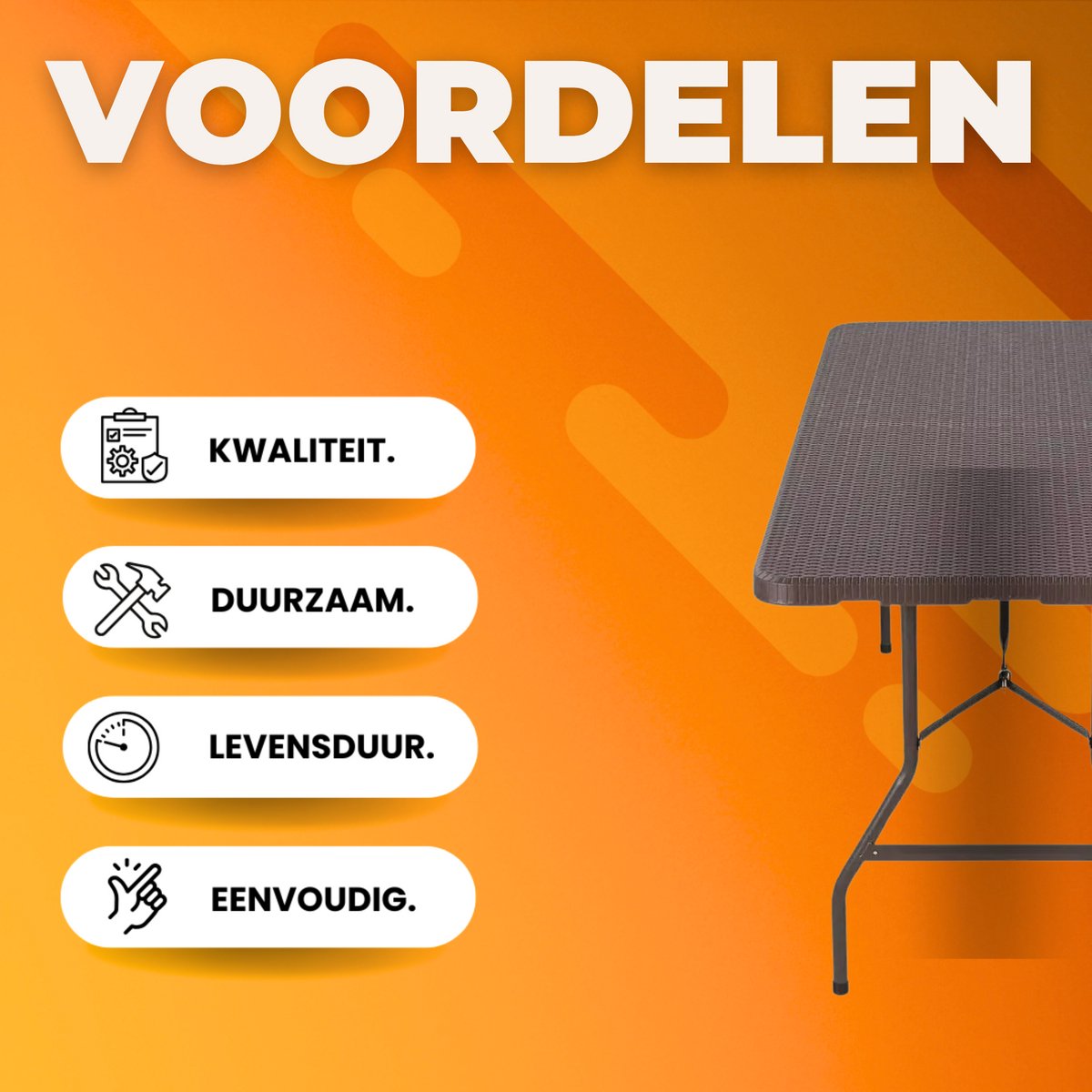 Kampeertafel - 6 tot 8 personen - Picknicktafel - Opvouwbaar - Klaptafel - Voor kinderen en volwassenen - Camping en Tuin - Inklapbaar - Metaal en rotan - 180 cm - Waterdicht