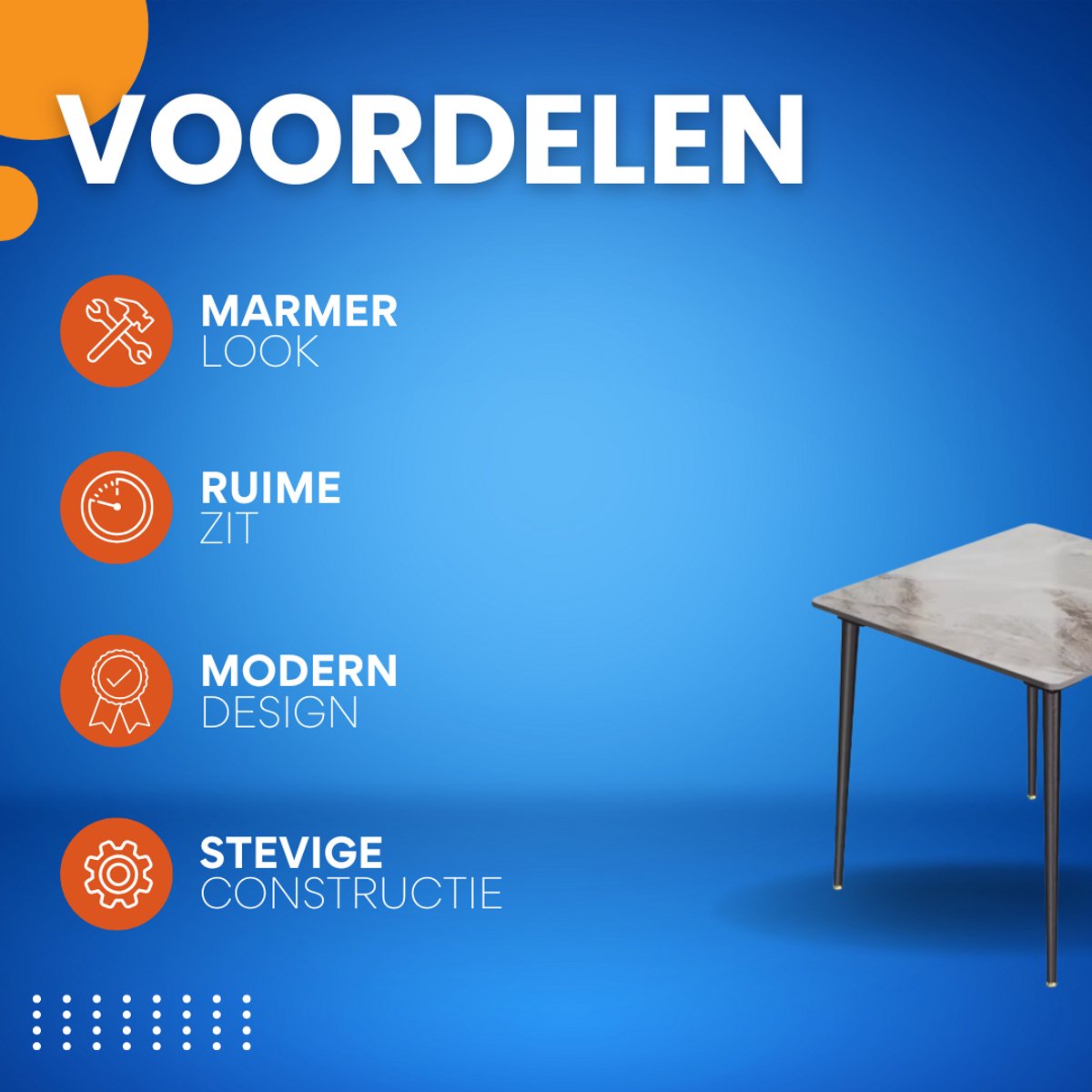 Marmeren Eetkamertafel 4 Personen - Glossy Grijs - Metalen Poten - Voor Keuken, Restaurant & Café
