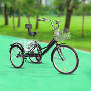 Driewieler London Vortex - 7 versnellingen - Fiets voor volwassenen en senioren - 24 Inch - Opvouwbare - Verstelbaar - Met mand - Voorrem - Zwart - 120KG