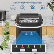 Ijsblokjesmachine - Ijsblokmakker - Ijsmachine - 2,0 Liter - 9 Blokjes in 6 Minuten - Zelfreinigende Elektrische Ijsmachine - Zwart