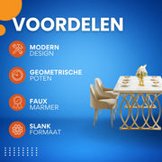 Moderne eetkamertafel Duvia - Woonkamer -Marmerlook Blad - 160cm