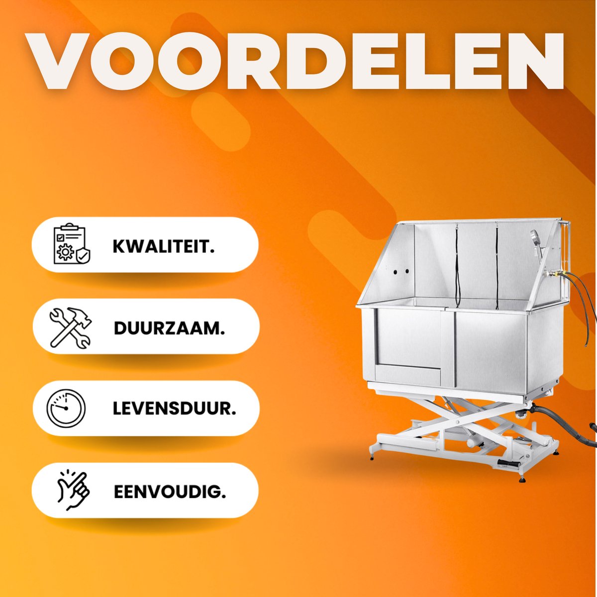 Hondenverzorgingskuip - 127cm - RVS Huisdierenbad - 150kg Capaciteit - Hondenwassysteem