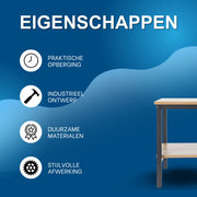 Bijzettafel met opbergruimte - Voor slaapkamer of woonkamer - Tafeltje met plank en opslag - Zwart