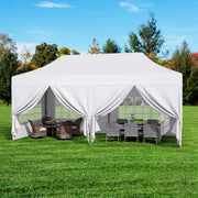 Partytent met zijwanden - 300x600cm - Opvouwbaar - Wit - Easy up - Paviljoen - Waterdicht weerbestendig - In hoogte verstelbaar