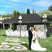 Paviljoen- Partytent - Tuin tent - Overkapping - Gazebo - Opvouwbare Partytent met Zijwanden - UV50+ Bescherming - Waterdicht & Stevig - Voor Tuinfeest & Buitengebruik - Zwart - 3x6m
