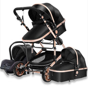 Kinderwagen - 3-in-1 - Wandelwagen - Zwart - Met stoel & wieg