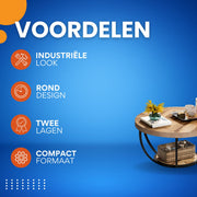 Salontafel Nolance - Rond - Modern - Voor woonkamer - Bijzettafel - 95cm - Bruin