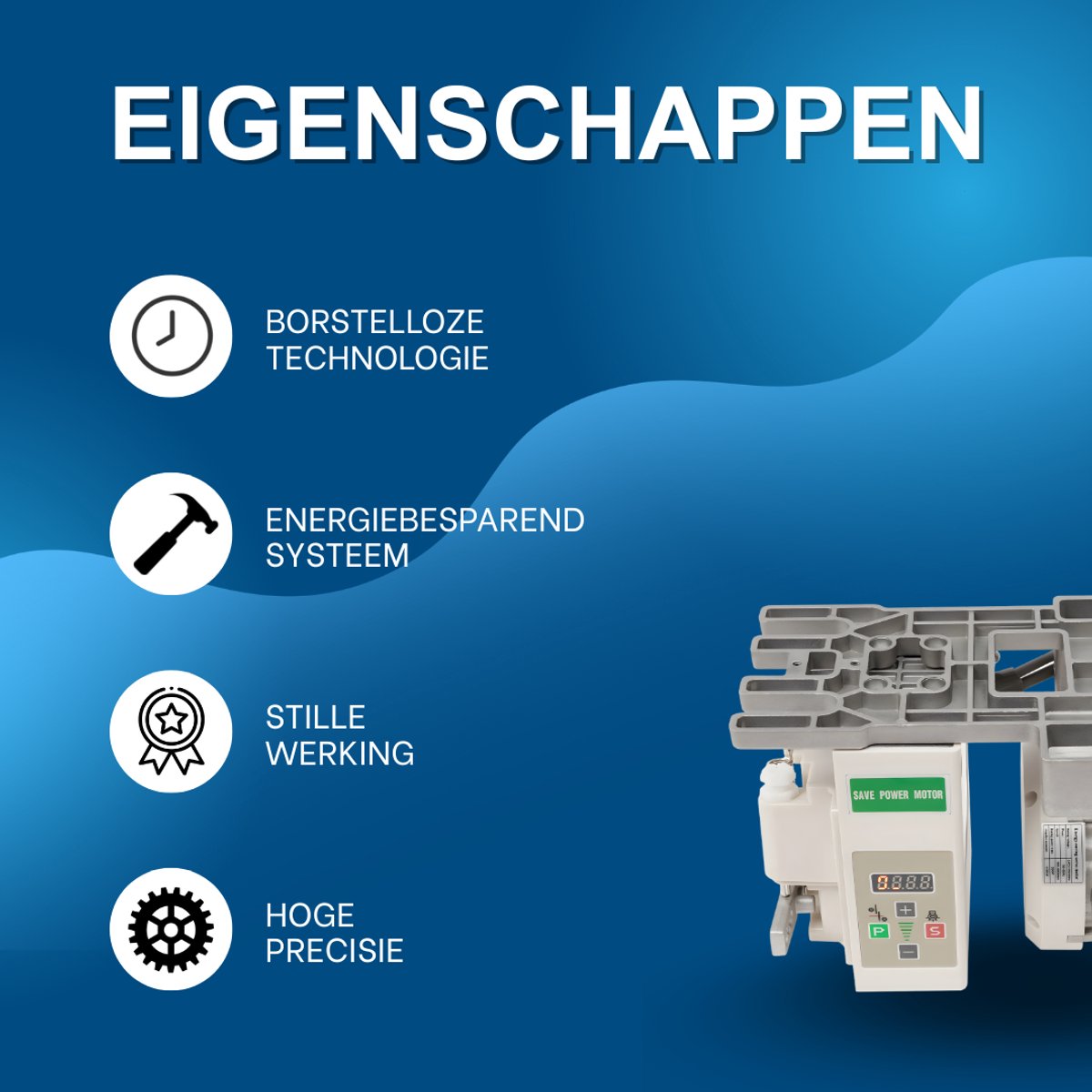 Naaimachinemotor - Voor elektrische naaimachines - Borstelloze, energiebesparende servomotor - Wit