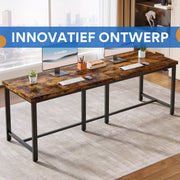 Computerbureau - Voor 2 personen en thuiskantoor - Extra lang dubbel werkstation - 78,7 inch, grote studie schrijftafel