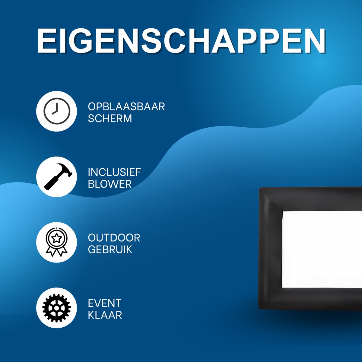 Opblaasbaar Projectorscherm - Filmscherm - voor Buitenevenementen, Entertainment - Thuisbioscoop, Feesten & Zwembad - Inclusief Luchtblazer - 488cm