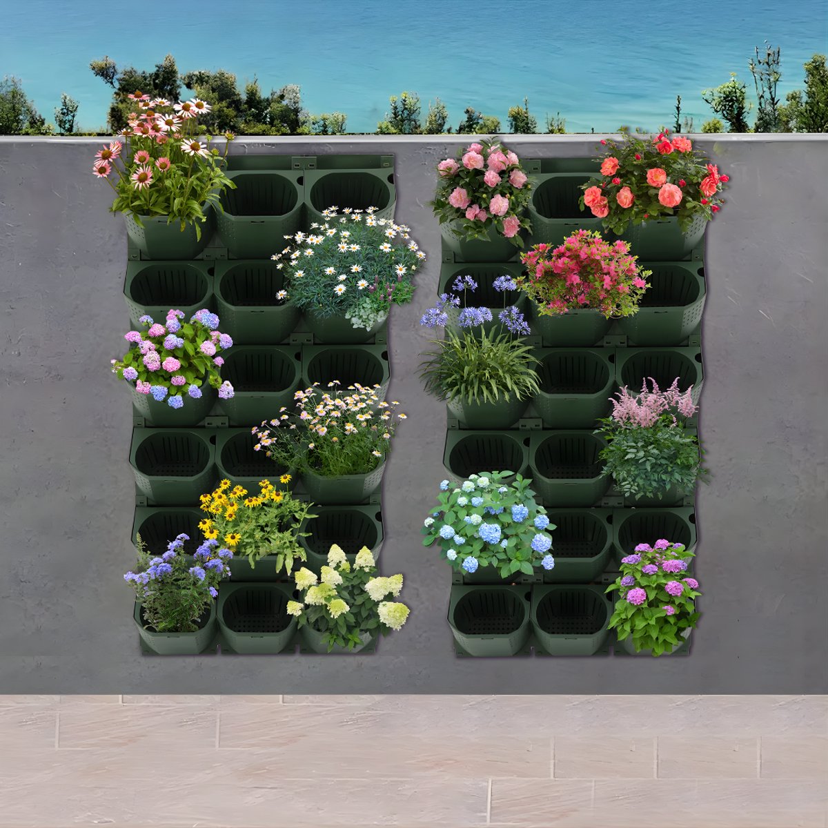 Wandplantenbak - Voor muurdecoratie en planten - Met 36 potten voor bloemen - Functioneel en decoratief