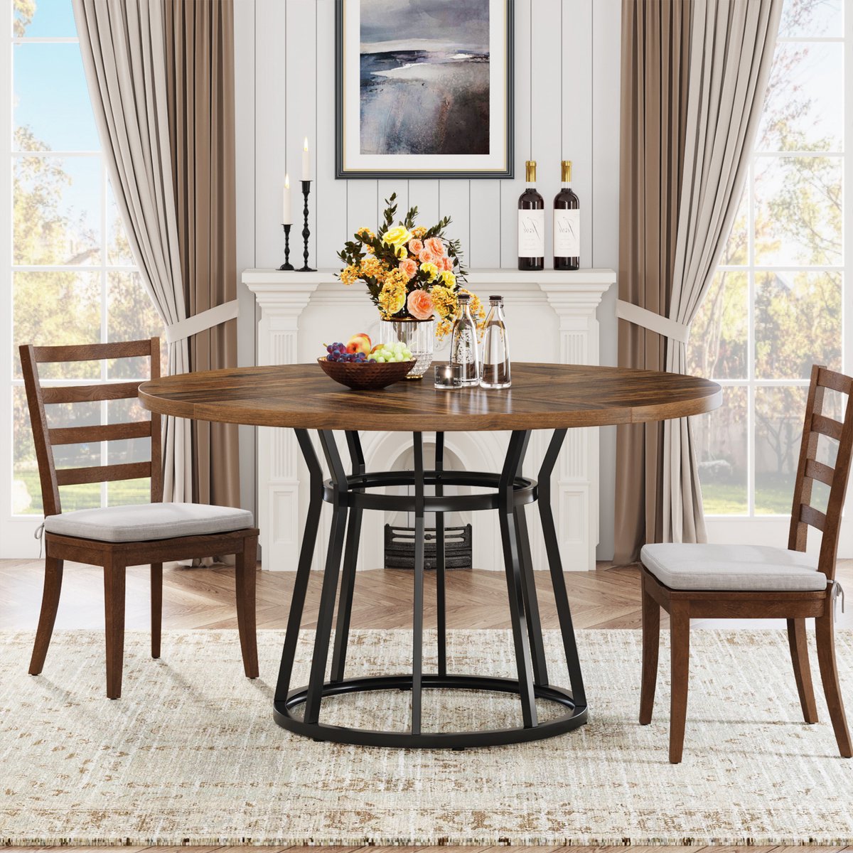 Eettafel Aravon - Rond 120cm - Keukentafel voor 4 Personen - Voor Keuken of Eetkamer