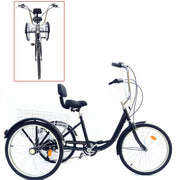 Driewieler Fioren voor volwassenen - 6 versnellingen - Fiets voor senioren - 24 Inch - Met mand - Voorrem - Zwart