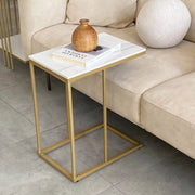 Salontafel Valora - Vierkante salontafel - Woonkamer - Marmerlook - Bijzettafel - Side table