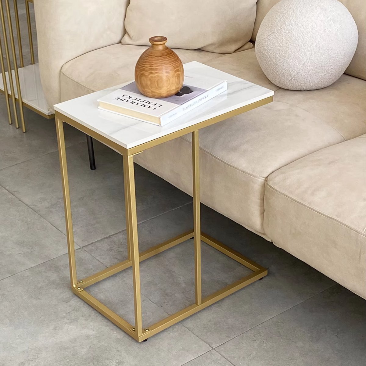 Salontafel Valora - Vierkante salontafel - Woonkamer - Marmerlook - Bijzettafel - Side table