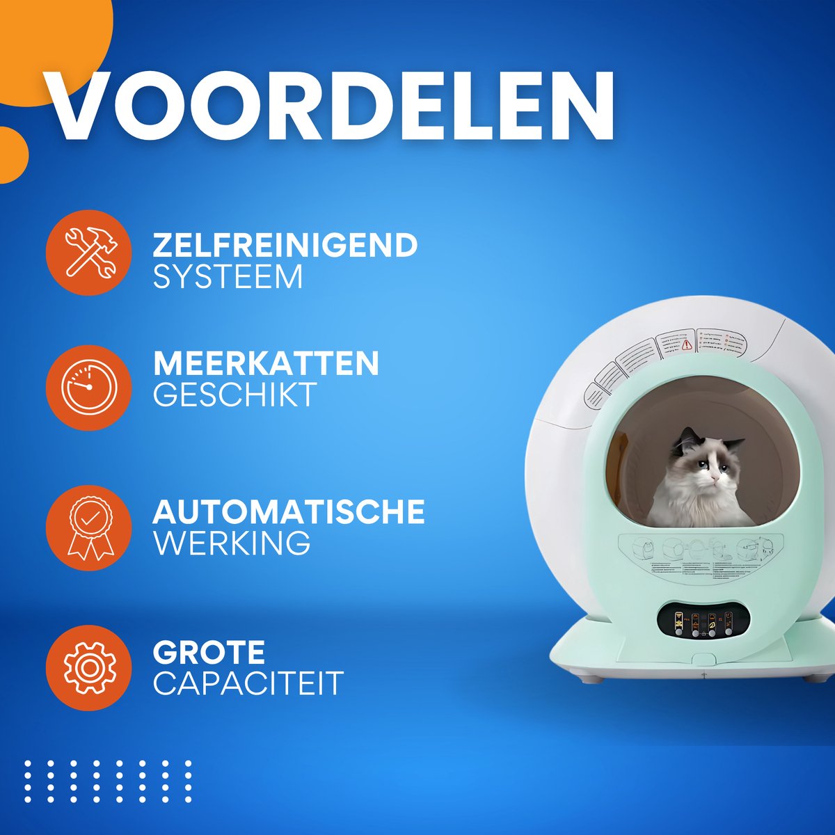 Zelfreinigend Kattenbak - Kattentoilet - Voor Meerdere Katten - Automatisch & Geschikt Voor Diverse Katten - 65L Capaciteit