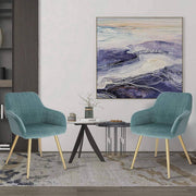 Eetkamerstoel - Turquoise - Velvet - Gouden poten - Zithoogte 47cm - Set van 1