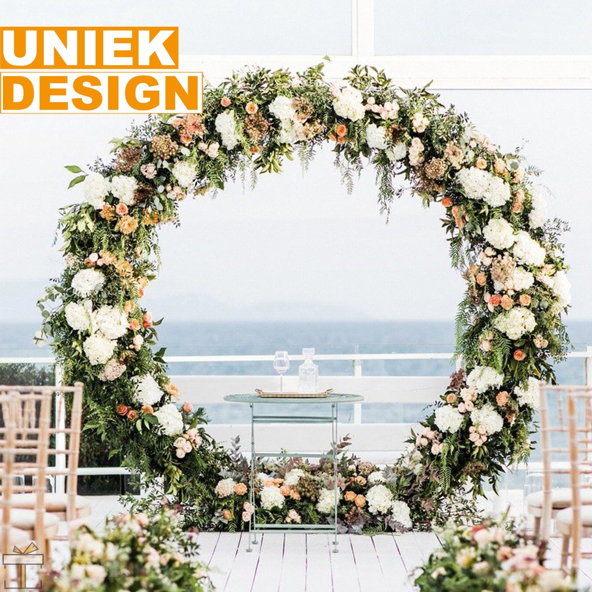 Happyment Bruiloft decoratie - Rond - Backdrop frame - Rozenboog - Boog - Versiering accessoires - Wit