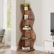 5-laags Hoek Boekenkast - Boekenplank - Wandplank - Boekenrek - Donker kaki